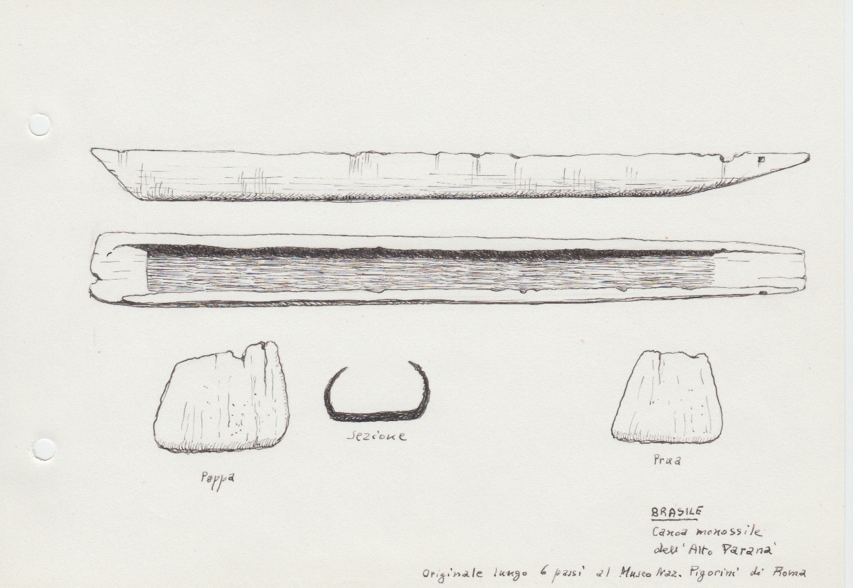 038 Brasile - canoa monossile dell'Alto Parana' - originale lungo 6 passi al Museo Pigorini di Roma